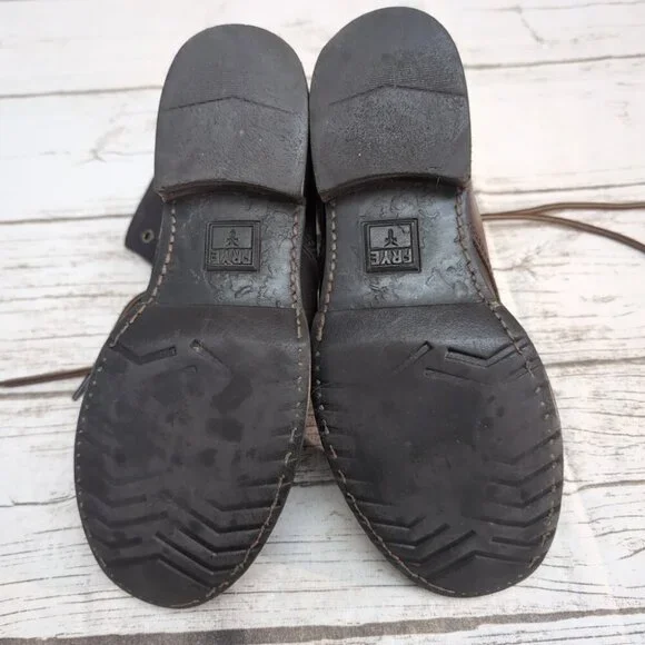 Frye Brown Leather Lace Up Combat Boots Women Size 8 - Picture 9 of 9